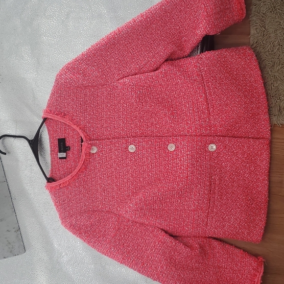 TALBOTS HOT PINK  TWEEDED BLAZER/JACKET - Picture 10 of 13